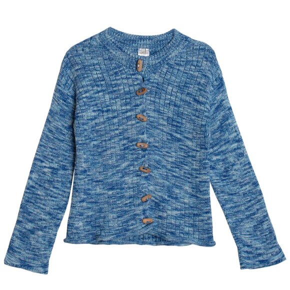 NWT Baserange Drip Cardigan Blue Melange L - Picture 2 of 6